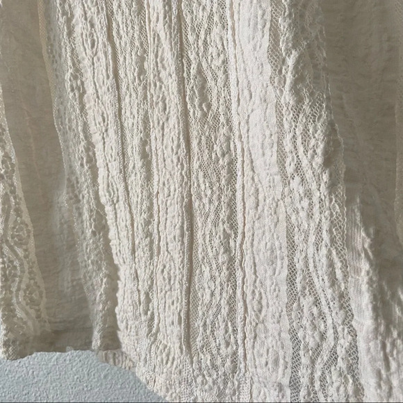 CABI Ecru Lace Blouse XS Sheer Feminine Romantic Textured Boho Chic - Picture 6 of 12